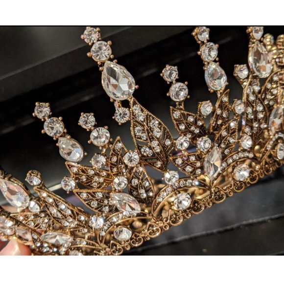 Purple Bronze Baroque Rhinestone Wedding Halloween Prom Crown - Picture 7 of 7